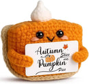Fall Decor Mini Pumpkin Pie Crochet Doll, Small Autumn Season Holiday Pumpkin Items Plush Gift, Cute Halloween Thanksgiving Home Office Indoor Table Decoration, Christmas Stocking Stuffer Ornament by CozyNest Decor