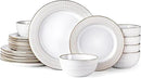 GBHOME Ceramic Dinnerware Sets,18 pcs Embossed Elegant Stoneware Plates and Bowls Sets, Housewarming Wedding Gift | Dishwasher & Microwave Safe | Dishes Set Service for 6 by CozyNest Decor