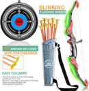 TEMI Bow and Arrow Set for Kids - Archery Toy Set - LED Light Up with Suction Cup Arrows, Target & Quiver, Indoor and Outdoor Toys for Children Boys Girls by GreenHaven Gardens