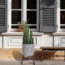 12 Inches Plant Pot with Stand, Large Modern Standing Planters for Indoor Plants with Drainage Holes, Gray Flower Pots with Legs by GreenHaven Gardens
