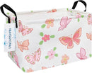 LANGYASHAN Rectangular Storage Bin Collapse Canvas Fabric Cartoon Storage Basket with Handles for Organizing Home Kitchen Boys and Girls Toys Office Closet Shelf Baskets (Rec Pink Butterfly) by TinyTreasures Baby Boutique