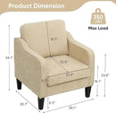 Accent Chairs Set of 2, Upholstered Living Room Chair with Side Pockets, Mid Century Modern Reading Chair for Bedroom, Comfy Armchair Single Sofa Side Chair for Office, Small Room, Light Brown by CozyNest Decor