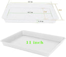 4 Pack Plant Saucer Tray Rectangular, Plant Saucers for Indoors, Heavy Sturdy Plastic Plant Drainage Trays, Plant Drip Trays for Pots, Seed Starter Growing Tray (11 x 9, Creamy White) by GreenHaven Gardens