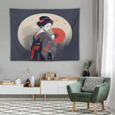 Japanese Woman Geisha Tapestry Asian Red Cherry Blossom Red Sun Traditional Kimono Folk Tapestries Home Decor for Living Room Bedroom Apartment Farmhouse Dorm 80"x60" by CozyNest Decor