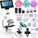 Microscope 40X-2500X Magnification with 4.3-inch Display, Wide-Angle 10X and 25X eyepieces, and Built-in 5-megapixel Camera for School Labs, Animal Husbandry (White) by TinyTreasures Baby Boutique