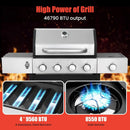 HYCHIKA 4-Burner Propane Grill with Sear & Side Burner, 46790 BTU Gas Grill with Griddle Pan & Enameled Cast Iron Grates, BBQ Grill with 439 Sq. In. Grilling Area for Outdoor, Patio, Backyard Babecue by GreenHaven Gardens