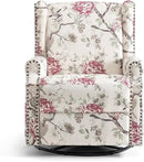 UIXE Swivel Rocker Manual Recliner Chairs Set of 2, Wingback Swivel Glider Fabric Nursery Reclining Sofa Chair, High Back Upholstered Arm Chair for Living Room Bedroom - Beige Floral by CozyNest Decor