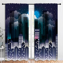 Superhero Rod Pocket Blackout Curtains for Boy Girl Bedroom, Violet Night Sky Buildings Cityscape Home Energy Efficient Light Filtering Window Curtain for Living Room,84x84 inch by TinyTreasures Baby Boutique