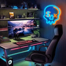 Eufrozy Halloween Neon Sign for Boys Room, Cool Skull Led Signs Kids Bedroom Decor, 6 Dimmable USB Powered Led Lights for Teenage Gamer Wall Decor Man Cave Gifts Blue Skeleton Decorations by CozyNest Decor