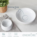 ONEMORE Ceramic Fruit Bowl, 10" Large White Removable Pedestal Bowl for Kitchen Counter, Modern Footed Fruit Bowl with Draining Holes, Decorative Fruit Bowls for Vegetables, Snacks, Candies by CozyNest Decor