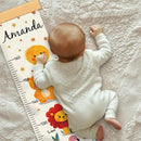 Personalized Name Growth Chart Wall Decor for Kids – Canvas Removable Height Chart Measuring Ruler 59" x 7.9" （Animals） by TinyTreasures Baby Boutique