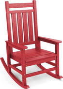 SERWALL Oversized Rocking Chair, Outdoor Rocking Chair Set for Adults, All Weather Resistant Porch Rocker for Lawn Garden, Red by GreenHaven Gardens