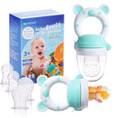 Baby Fruit Food Feeder Pacifier - Fresh Food Feeder, Infant Fruit Teething Teether Toy for 3-24 Months, 6 Pcs Silicone Pouches for Toddlers & Kids & Babies, 2-Pack (Cyan) by TinyTreasures Baby Boutique