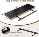 Fun Memories Rustic Black Floating Shelves 24 Inch Long, 8 Inch Deep Floating Shelf, 24 x 8 Wall Shelves Set of 2, Deep Black Bathroom Shelves, 24 Long Floating Bookshelf Wall Mounted by CozyNest Decor