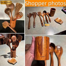 Wooden Spoons for Cooking, Kitchen Utensils Set, Wood Spatulas Soup Ladle Serving Spoons Teak Wooden Utensil Set（8 Pieces ） by CozyNest Decor