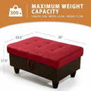 Ottoman Rectangular Storage Ottoman Bench, Flannel Footrest Stool Footstool with Lid for Living Room, Bedroom, Entryway, Red&Black, 35"x23.5"x17.5" by CozyNest Decor
