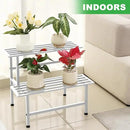 Metal Plant Stand Outdoor Plant Shelf Indoor,2 Tier Heavy Duty Ladder Plant Stands for Multiple Plants,26" L x 20.25" H x 17.75" W,White by GreenHaven Gardens