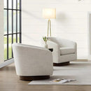 CHITA Swivel Accent Chair, FSC Certified Upholstered Fabric Barrel Chair for Living Room Set of 2, Fully Assembled, Ivory by CozyNest Decor