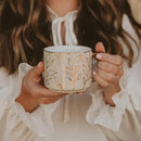 Sweet Water Decor Gold Leaves Mug with Gold Handle, 14oz Fine Bone China Coffee Cup for Tea, Latte, or Hot Cider, Autumn Leaf Drinkware, Fall Decorations for Kitchen, Gift for Mom, Sister & Wife by CozyNest Decor