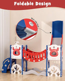 YUFU Toddler Slide Set, 11 in 1 Kids Slide for Toddlers 1-3, Toddler Playset with Climbing Bridge, Golf Set, Basketball Hoop, Indoor Outdoor Playground (Blue Red) by TinyTreasures Baby Boutique