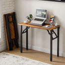 Frylr Small Folding Computer Desk – 35.8 Inch Portable Table for Craft and Study, Lightweight Desk for Small Spaces, Foldable Laptop Table Built-in AC/USB Outlets for Convenience, Rustic Brown by CozyNest Decor