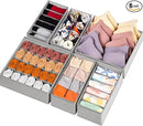 6 Pack Sock Underwear Drawer Organizer Dividers, 58 Cell Foldable Fabric Dresser Closet Organizers and Storage Bins for Clothing, Baby Clothes, Bra, Panty, Scarf, Ties (Grey) by CozyNest Decor