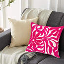 Alysheer Farmhouse Floral Leaves Embroidered Decorative Throw Pillow Cover 18x18 inches, Boho Tufted Flowers Embroidery Pattern Chic Cotton Cushion Case for Couch Bed Sofa Living Room(Bright Hot Pink) by CozyNest Decor