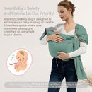 Baby Wrap Ring Sling 7-35 lbs, Baby Sling Carrier for Newborn, Toddler, Infant Holder, Lightweight Baby Carrier Wraps, Green by TinyTreasures Baby Boutique