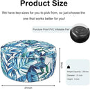 Inflatable Ottoman Stool D21 xH9 for Outdoor/Indoor Use, Water Repellent Patio Foot Rest Stool with Portable Handle,Round Pouf Ottoman Suitable for Garden,Deck and Camping - Leaves Ink Blue by CozyNest Decor