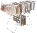 SONGMICS Clothes Drying Rack, with Sock Clips, Metal Laundry Rack, Foldable, Space-Saving, Free-Standing Airer, with 2 Height-Adjustable Gullwings, Indoor Outdoor Use, White and Gray ULLR052W02 by TinyTreasures Baby Boutique