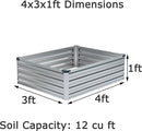 4x3x1ft(2 Pack) Galvanized Raised Garden Bed,Outdoor Planter Box Metal Patio Kit Planting Bed for Vegetables Flowers Herb,Silver by GreenHaven Gardens
