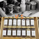 Spice Drawer Organizer with 24 Bamboo-lidded Spice Jars and 216 Labels,Non-slip Rubber, Bamboo 4 Tier Spice Racks Tray Seasoning Containers for Kitchen Drawers,Cabinets,13" Wide * 15.8" Deep by CozyNest Decor