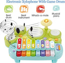 Fisca 3 in 1 Musical Instruments Toys, Electronic Piano Keyboard Xylophone Drum Set - Learning Toys with Lights for Baby & Toddler 1 2 3 Year Old Boys and Girls by TinyTreasures Baby Boutique