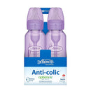 Dr. Brown’s Natural Flow® Anti-Colic Options+™ Narrow Baby Bottles, 8 oz/250ml, with Level 1 Slow Flow Nipple, 4 Pack, Purple/Clear by TinyTreasures Baby Boutique