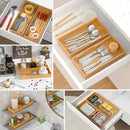 Bamboo Drawer Organizer, Stackable Utensil Organizer for Kitchen, Bamboo Storage Box Wood Silverware Tray for Drawer 15" x 6" x 2" Set of 2 by CozyNest Decor
