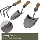 Classic 3-Piece Garden Tool Set - Durable Stainless Steel with Wood Handles. Trowel, Rake & Transplanter for Easy Digging, Weeding & Planting - by Truly Garden by GreenHaven Gardens
