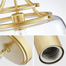 WUZUPS Chandelier Rustic Farmhouse Industrial Round Ceiling Pendant LED Light Fixture with Clear Glass Shades for Dining Room Kitchen Island Foyer Entryway, H 17" x W 13.4", E26 Base, Gold by CozyNest Decor