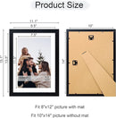 10x14 Picture Frame Set of 4, 10 x 14 Wood Photo Frames with Mat for 8x12 or 30x40cm Diamond Painting Art, Wooden Frame with Real Glass Cover for Wall and Tabletop Display,Black