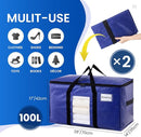 TAILI 2 Pack Dark Blue Extra Large Moving Bags, Heavy Duty Totes with Visible Window, Wrap Around Handles, Great for Storage by TinyTreasures Baby Boutique