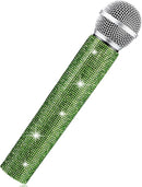 Sanwuta Fake Microphone Prop Sparkly Bling Rhinestones Plastic Play Microphone Pretend Glitter Bedazzled Mic for Cosplay Party Costume(Light Green) by TinyTreasures Baby Boutique