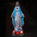 Solar Outdoor Garden Lights Religious Series-Virgin Mary Statue,Blessed Virgin Mary Mother Figure with Solar Flower Ligths,Home/Garden Decor, Religious Gift to Women/Mom(11.81" H) by GreenHaven Gardens