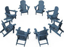 KINGYES Folding Adirondack Chair Set of 8, Dual Cup Holders & All-Weather HDPE, Wood-Like Patio Chair for Backyard, Camping, Pool & Fire Pit, Navy by GreenHaven Gardens