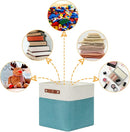DULLEMELO Square Storage Cubes Baskets for Gifts Empty, 12 inch Cube Stroage Bins Linen Closet Organizers and Storage Baskets for Toy Nursery Shelves Bedroom Storage(4 Pack - 12" White&Teal) by TinyTreasures Baby Boutique