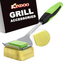 Grill Brush Bristle Free for Outdoor Grill, Steam Grill Cleaning Brush Replaceable BBQ Cleaner Brush Head,Extended Handle, Safe Grill Brush with Scraper for Cast Iron Stainless-Steel Grates, Green by GreenHaven Gardens