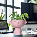 Face Pots for Plants - 7 Inch Ceramic Face Planters Pots Head for Indoor Outdoor, Small Funny Succulent Planters with Drainage Hole, House Room Apartment Decor, Gifts for Women, Bright Pink by GreenHaven Gardens