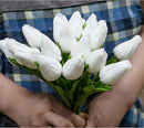 Buart Artificial Tulip in Bulk for Home Kitchen Wedding Bridal Bouquet,Fake White Flowers for Valentine's Day Mother's Day Easter Table Centerpieces Decorations(Mini Size,Real-Touch,12pcs) by CozyNest Decor