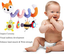 Car Seat Toys, Baby Plush Spiral Hanging Toys for Stroller Crib Bar Bassinet Car Seat Mobile with Music Box BB Squeaker Rattles- Orange Fox by TinyTreasures Baby Boutique
