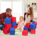 Toddler Foam Blocks, 16 PCS 5.5 inch Colourful Foam Soft Cubes for Kids, Stacking Block Sets Building Blocks Throwing Toys（Blue and Red） by TinyTreasures Baby Boutique