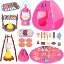 Camping Set Toys with Pop up Tent Pretend Play Indoor Outdoor Camping Playset,Christmas Birthday Gifts for Toddlers Kids Girls 3-5 Years Old by TinyTreasures Baby Boutique