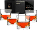 Grand Canyon Heavy Crystal Whiskey Glasses Gift Set of 4, Thick Freezable Bourbon Glass 1lb Each, Premium Whiskey Gifts for Men, Frozen Crystal Chills Cocktails, 10 oz by CozyNest Decor